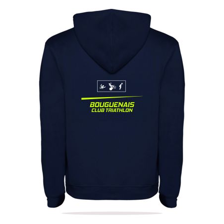 SWEAT CAPUCHE COTON Ecusson coeur - Homme / Enfant - R1067H/E - BOUGUENAIS CLUB TRIATHLON