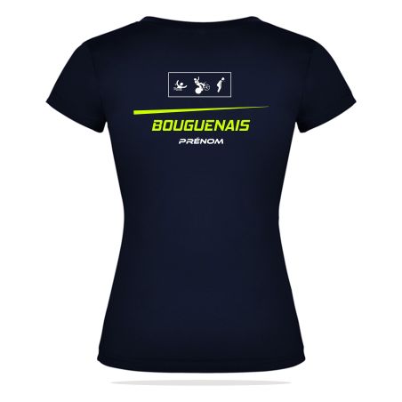 T-SHIRT COTON 155g Col V Ecusson coeur - Femme - R6646 - BOUGUENAIS CLUB TRIATHLON