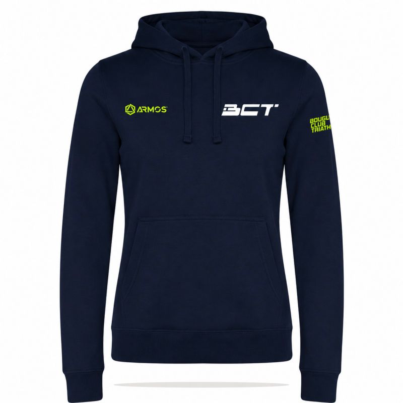 SWEAT CAPUCHE COTON Ecusson coeur- Femme - R1068F - BOUGUENAIS CLUB TRIATHLON