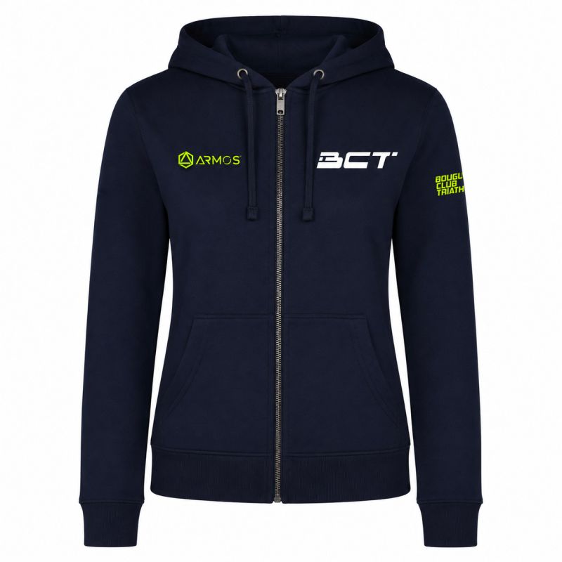 SWEAT ZIPPÉ CAPUCHE COTON Ecusson coeur - Femme - R6425 - BOUGUENAIS CLUB TRIATHLON